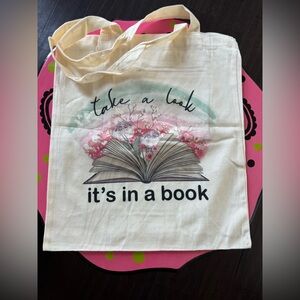 TAKE A LOOK CANVAS BOOK TOTE BAG- NWOT